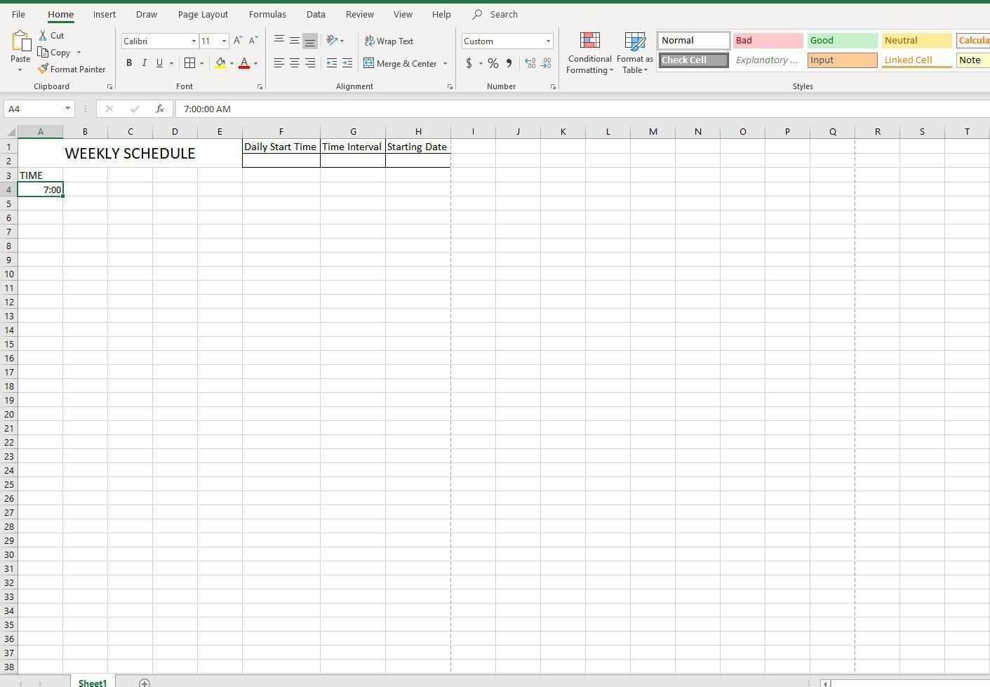 Экран 7 часов в формате А4