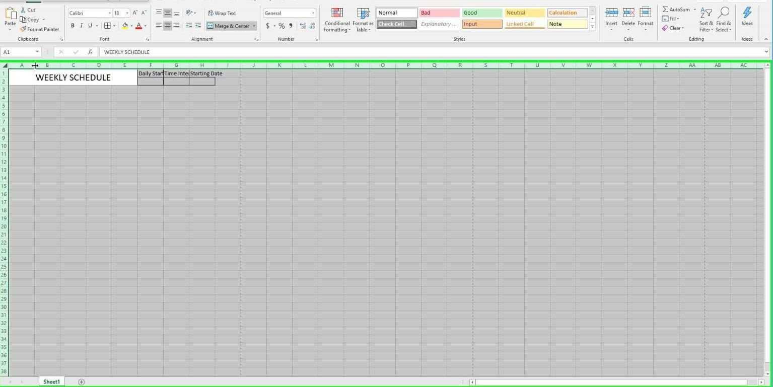 Снимок экрана с изменением размера ячейки