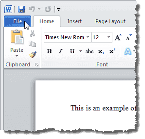Щелкнув вкладку Файл в Word 2010