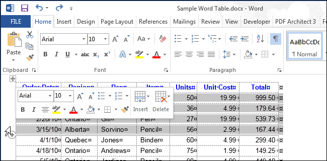 Как выделить таблицу в Word