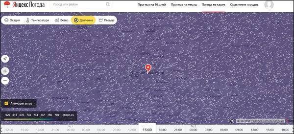 Карта осадков в Яндекс Погода