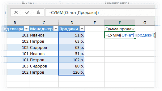 Ссылка на столбец таблицы
