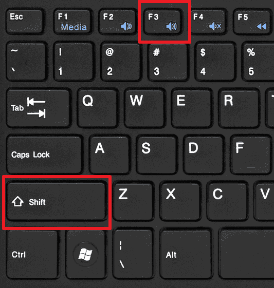 сочетание клавиш SHIFT+F3